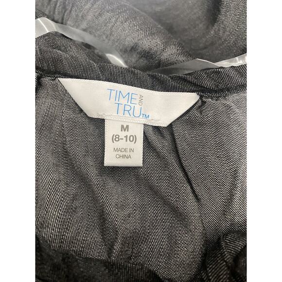 Time And Tru Women’s Dark Grey Chambray Peplum Sleeveless Tank Size Small NWT - Picture 3 of 3